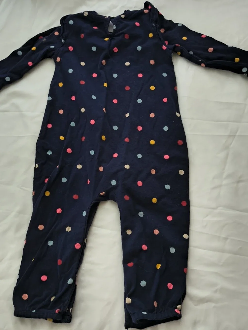 Baby GAP Navy Polka Dot Baby One-Piece Button Up Legs 12-18 Mos